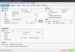 Definition of inspection characteristics and characteristic values