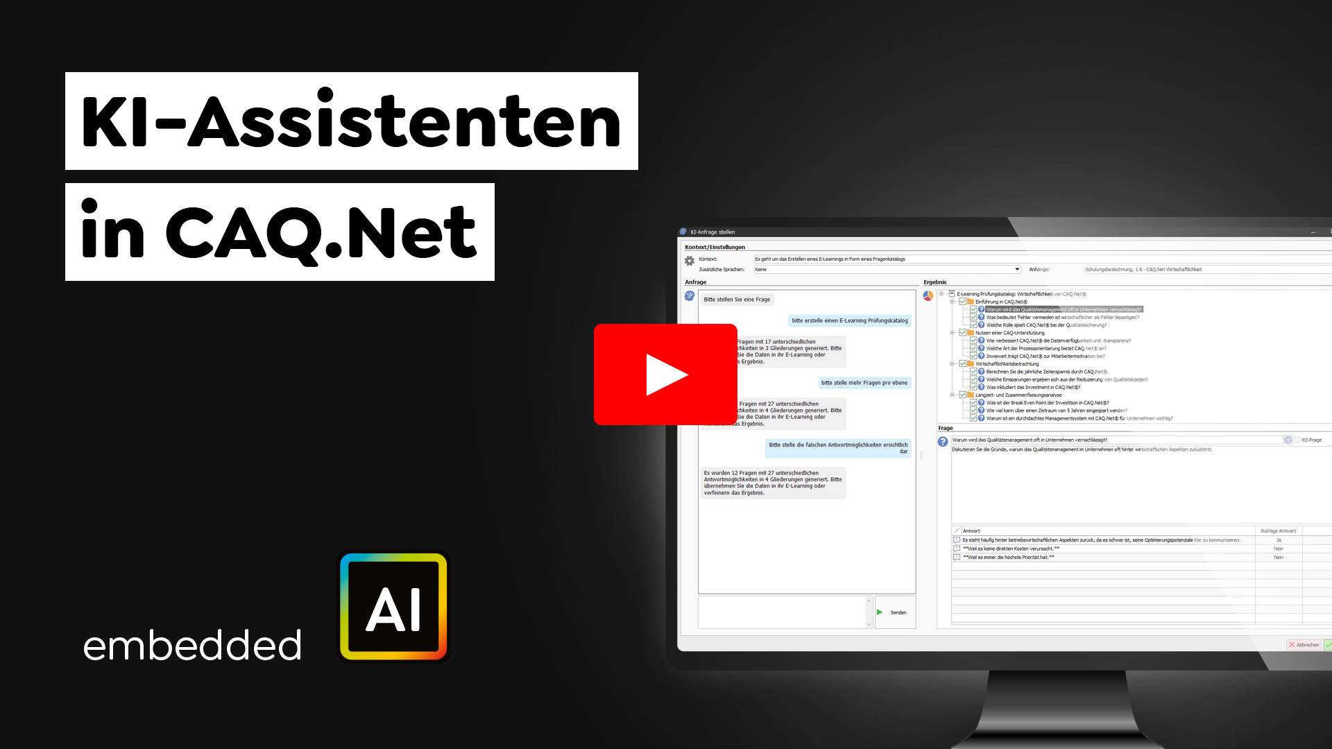 Video zu KI-Assistenten in CAQ.Net