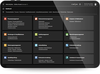 Central dashboard for the cross-modular application of CAQ.Net